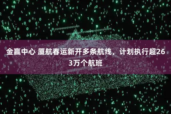 金赢中心 厦航春运新开多条航线，计划执行超263万个航班